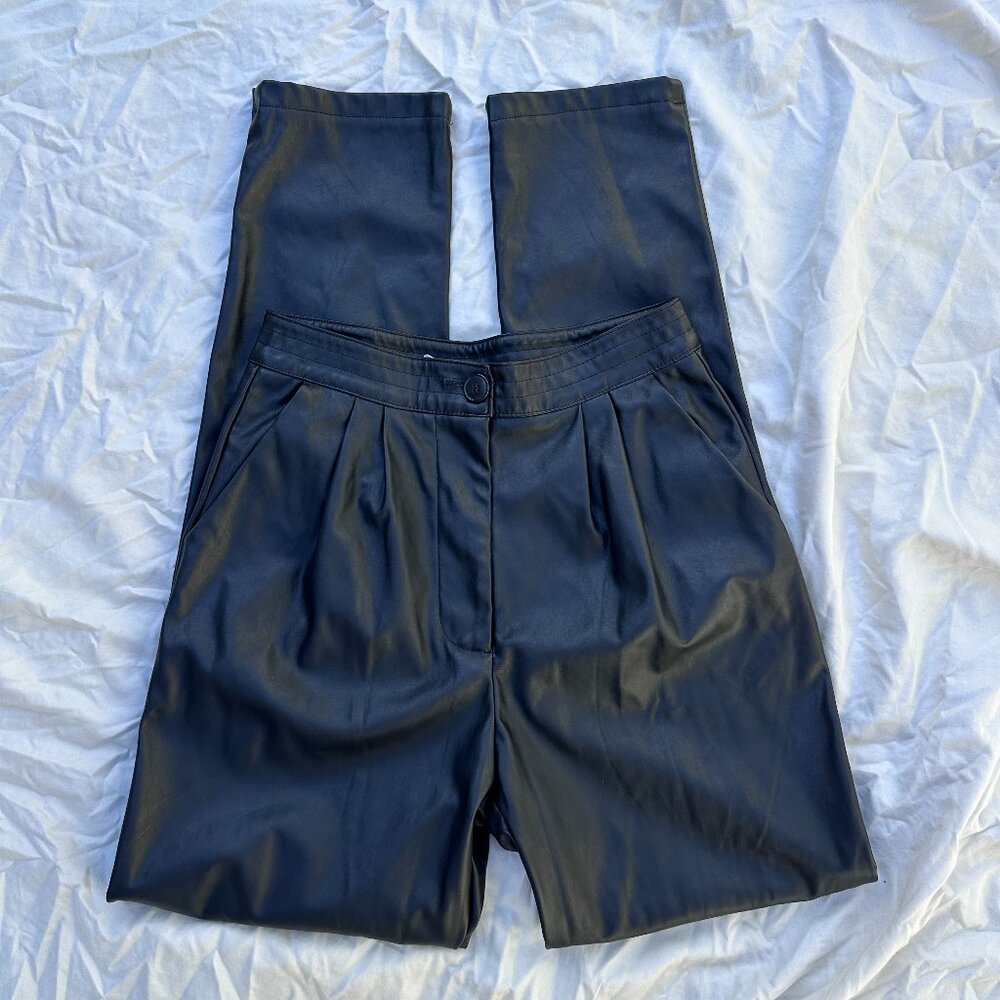 Princess Polly Faux Leather High Waisted Straight Leg Pants - 4